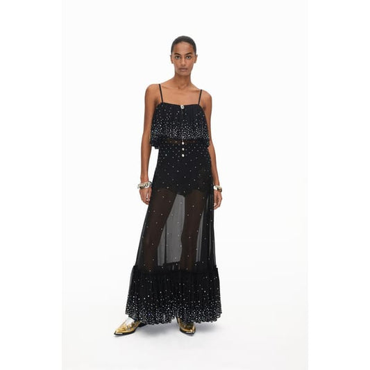 Rabanne H&M Black Embellished Chiffon Dress