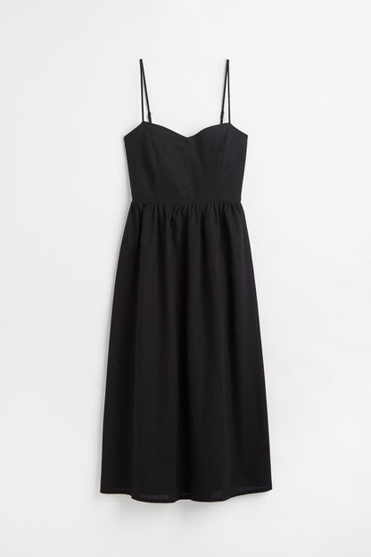 H&M Linen Blend Black Dress