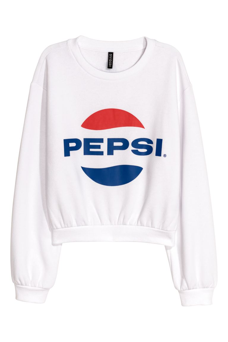 H&M Divided  White Pepsi Printed Sweatshirt