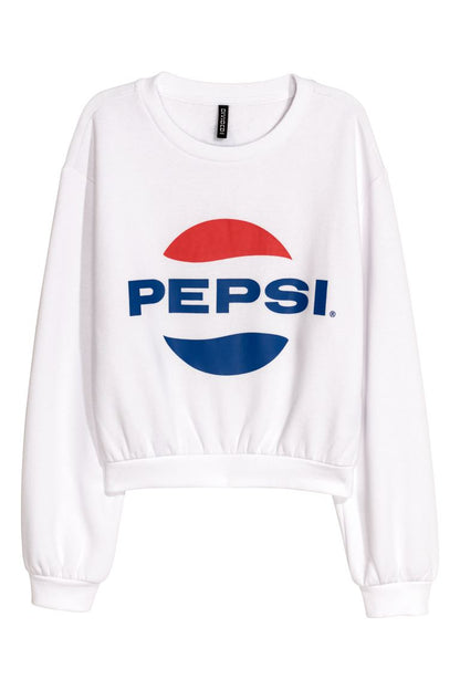 H&M Divided  White Pepsi Printed Sweatshirt