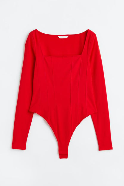 H&M Red Long-Sleeved Bodysuit