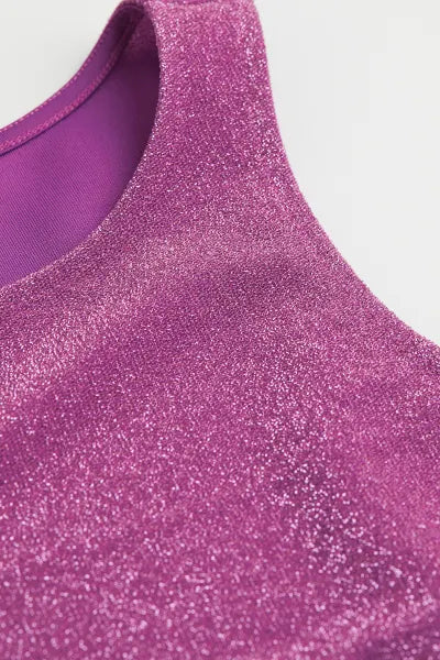 H&M Pink Glittery Round Neck Cropped Top