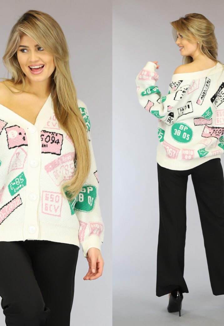 Y2K Quirky Pink Cardigan