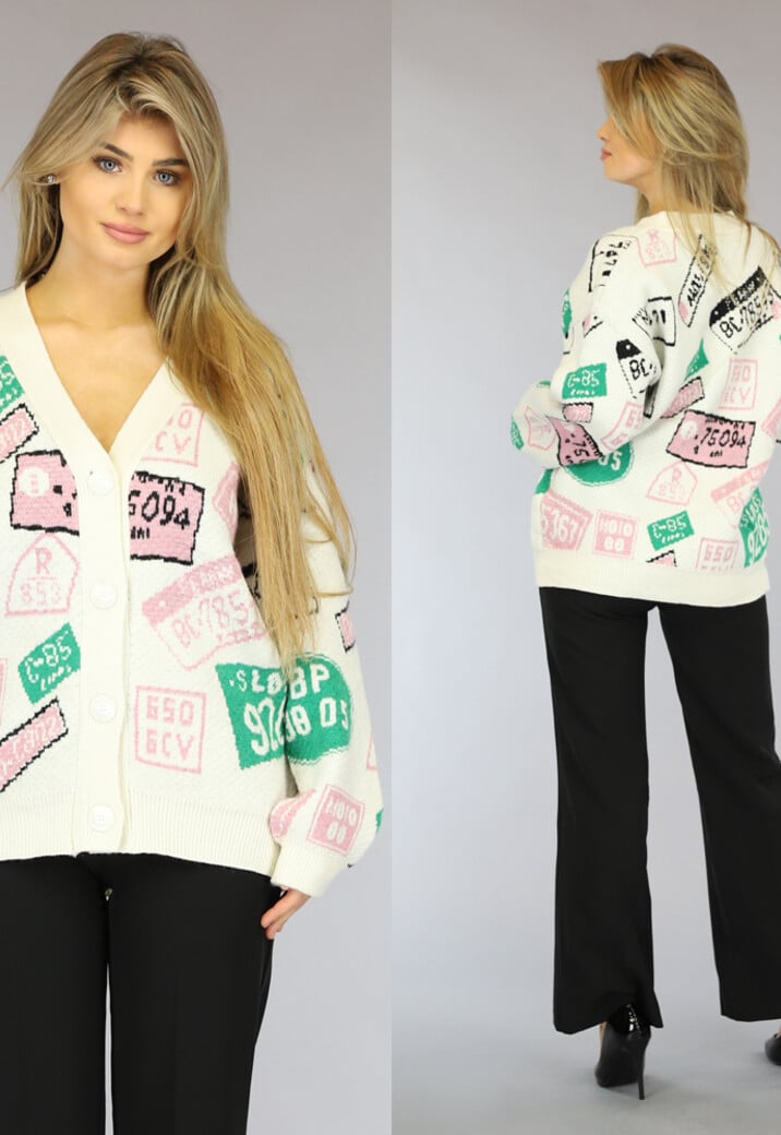 Y2K Quirky Pink Cardigan