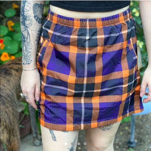 Forever 21 Purple & Orange Plaid Windbreaker Skirt