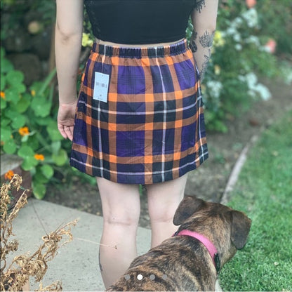 Forever 21 Purple & Orange Plaid Windbreaker Skirt