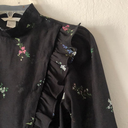 H&M Shimmer Black Floral Blouse