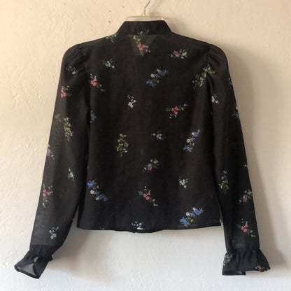 H&M Shimmer Black Floral Blouse