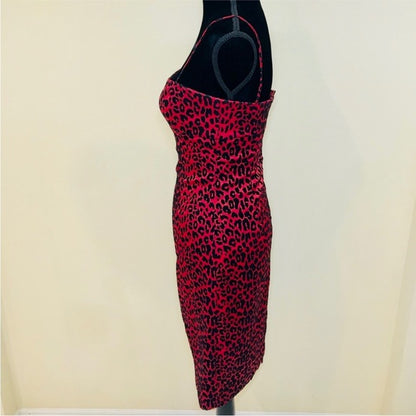 Guess Red Leopard Print Dress