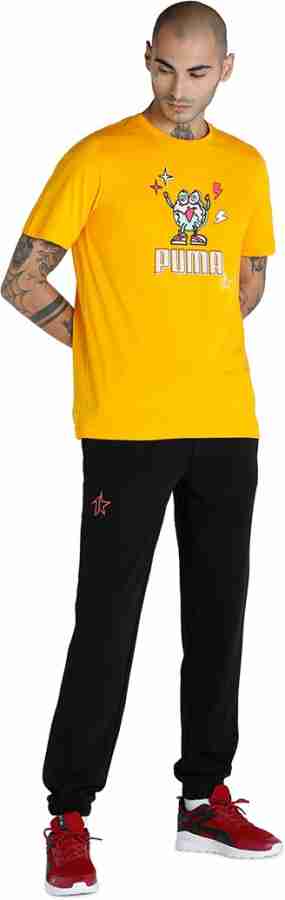 Puma Kl Tee Men Printed Round Neck Cotton Blend Yellow T-shirt