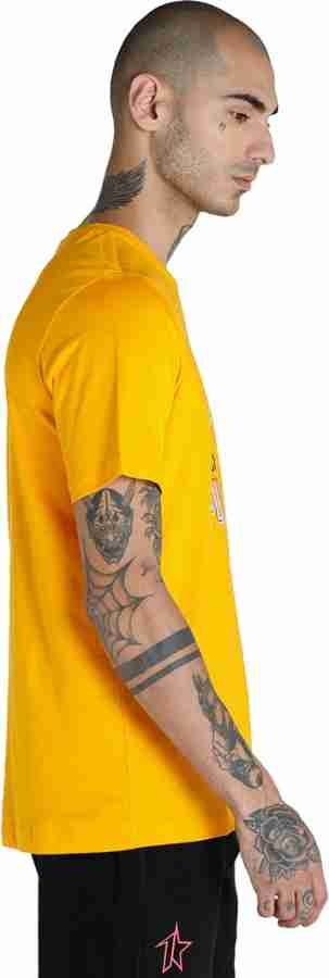 Puma Kl Tee Men Printed Round Neck Cotton Blend Yellow T-shirt