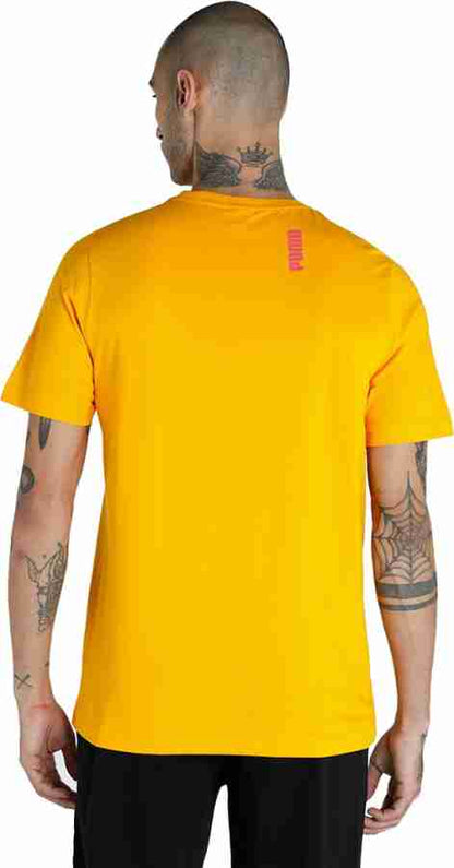 Puma Kl Tee Men Printed Round Neck Cotton Blend Yellow T-shirt