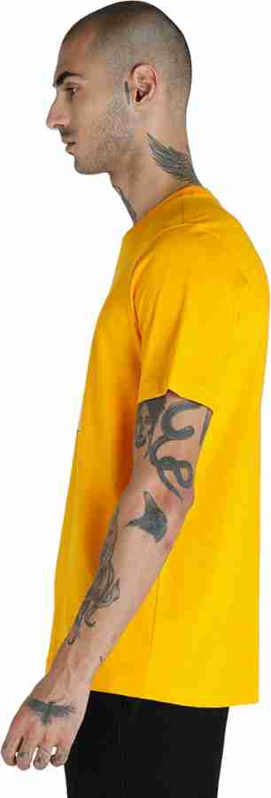 Puma Kl Tee Men Printed Round Neck Cotton Blend Yellow T-shirt