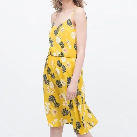 Zara Yellow Floral Strappy Dress