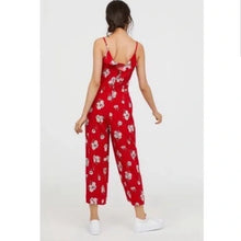 Load image into Gallery viewer, H&amp;M Divided Red Floral Print Jumpsuit
