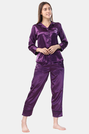 Wine Satin Pyjama Set