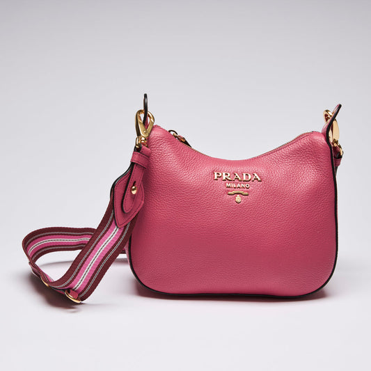 Prada Milano Pink Grained Leather Vitello Phoenix Messenger Bag