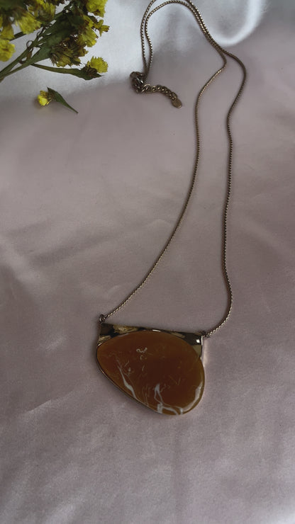 Amber Stone Pendant with Chain