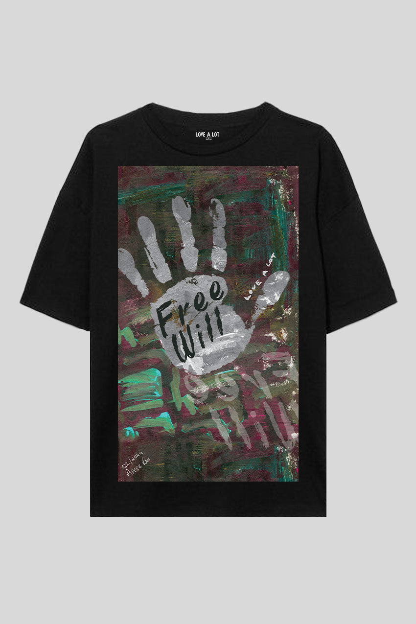 Love A Lot Black Printed Tee