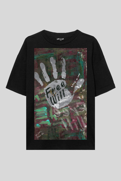 Love A Lot Black Printed Tee