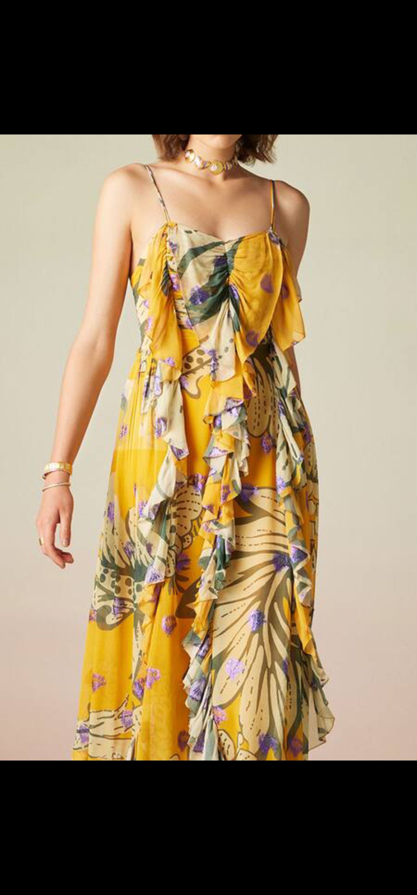 Verb Multi Colored Viscose Lurex Geogette  Printed Dress