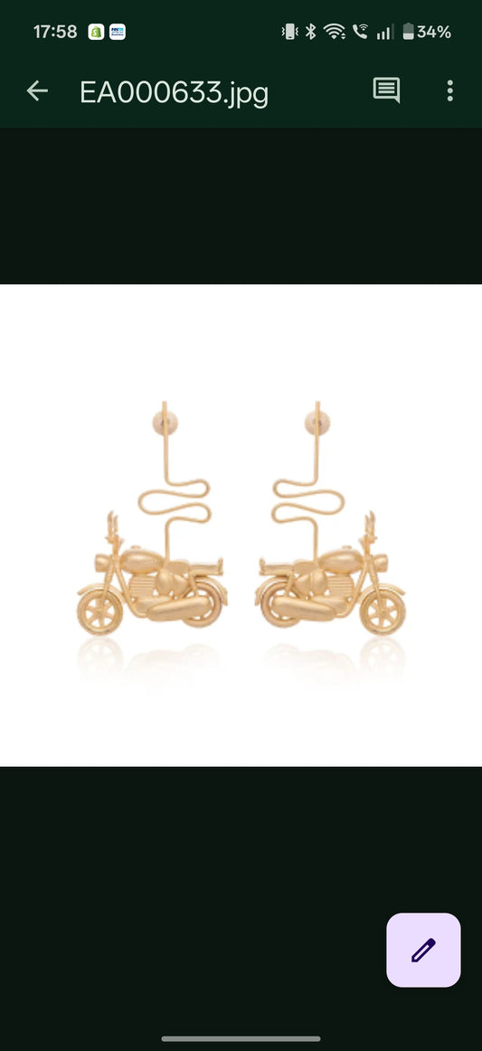 Motor cycle Earrings (Gold)