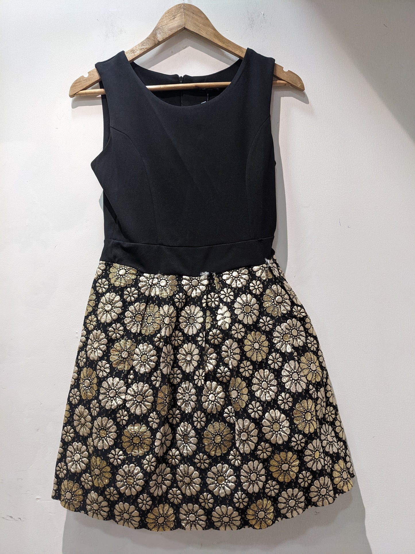 Black Mini Dress With Golden Flowers