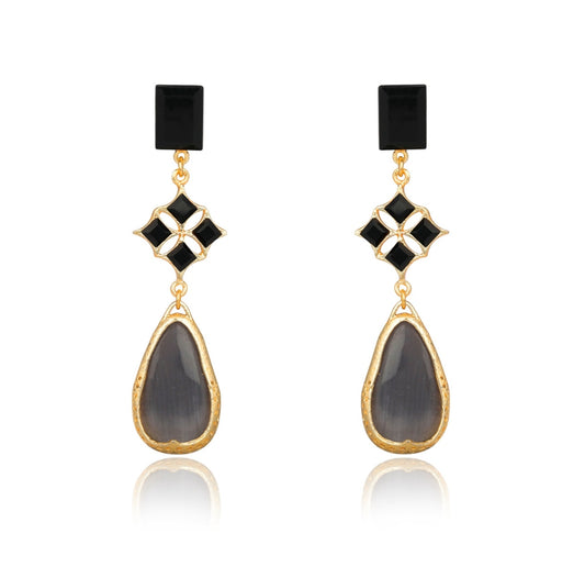 Gold/Black Long Earrings