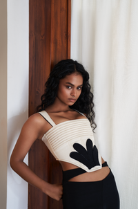 Polite Society Flower Corset - Creme Denim