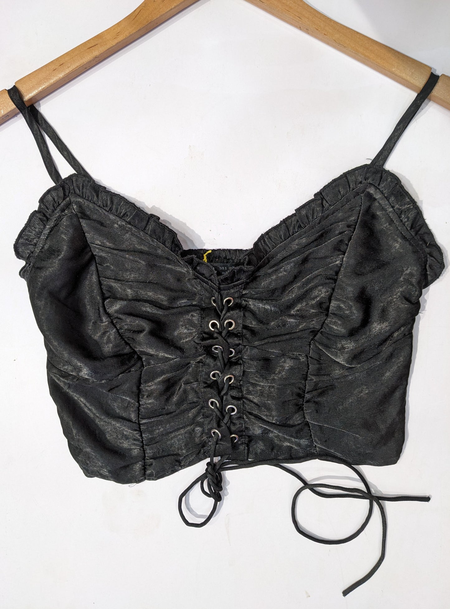 Black Silk Cami Tie Up Top