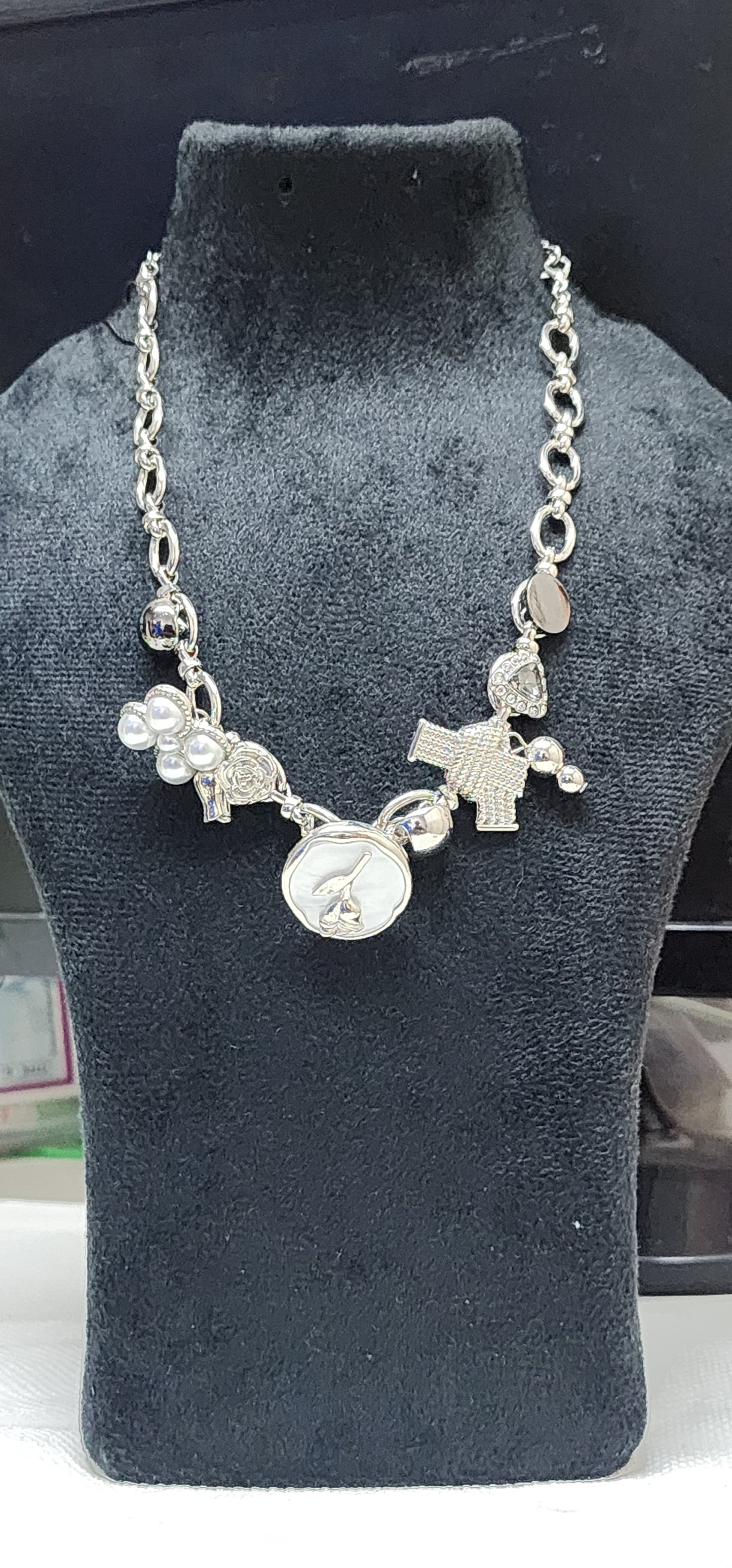 Pearl and Medallion Charm Necklace