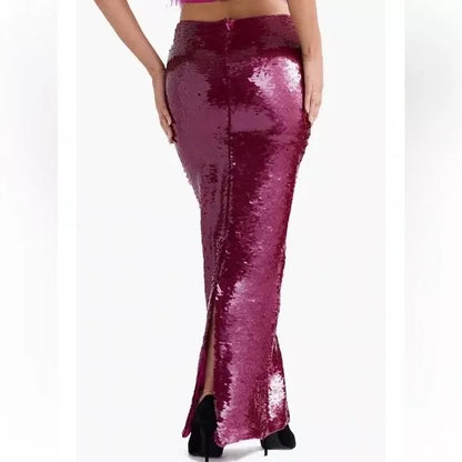 House of CB - Maroon sequin skirt