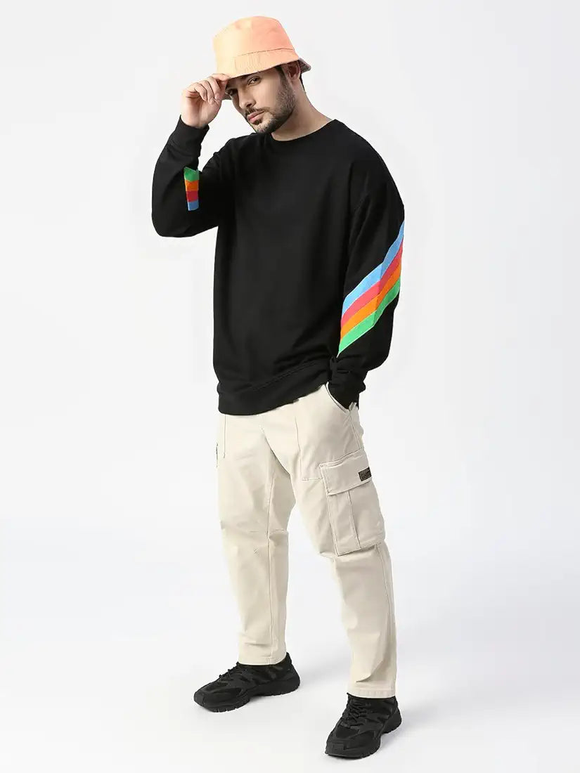 Blamblack Black Rainbow Line Full Sleeved Sweatshirt