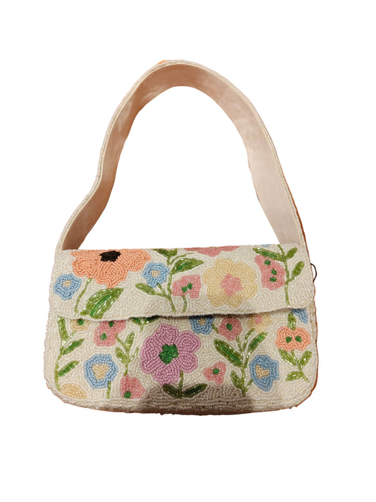 Floral w Beaded Bag
