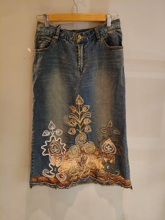 Embroidery Y2K Denim Skirt