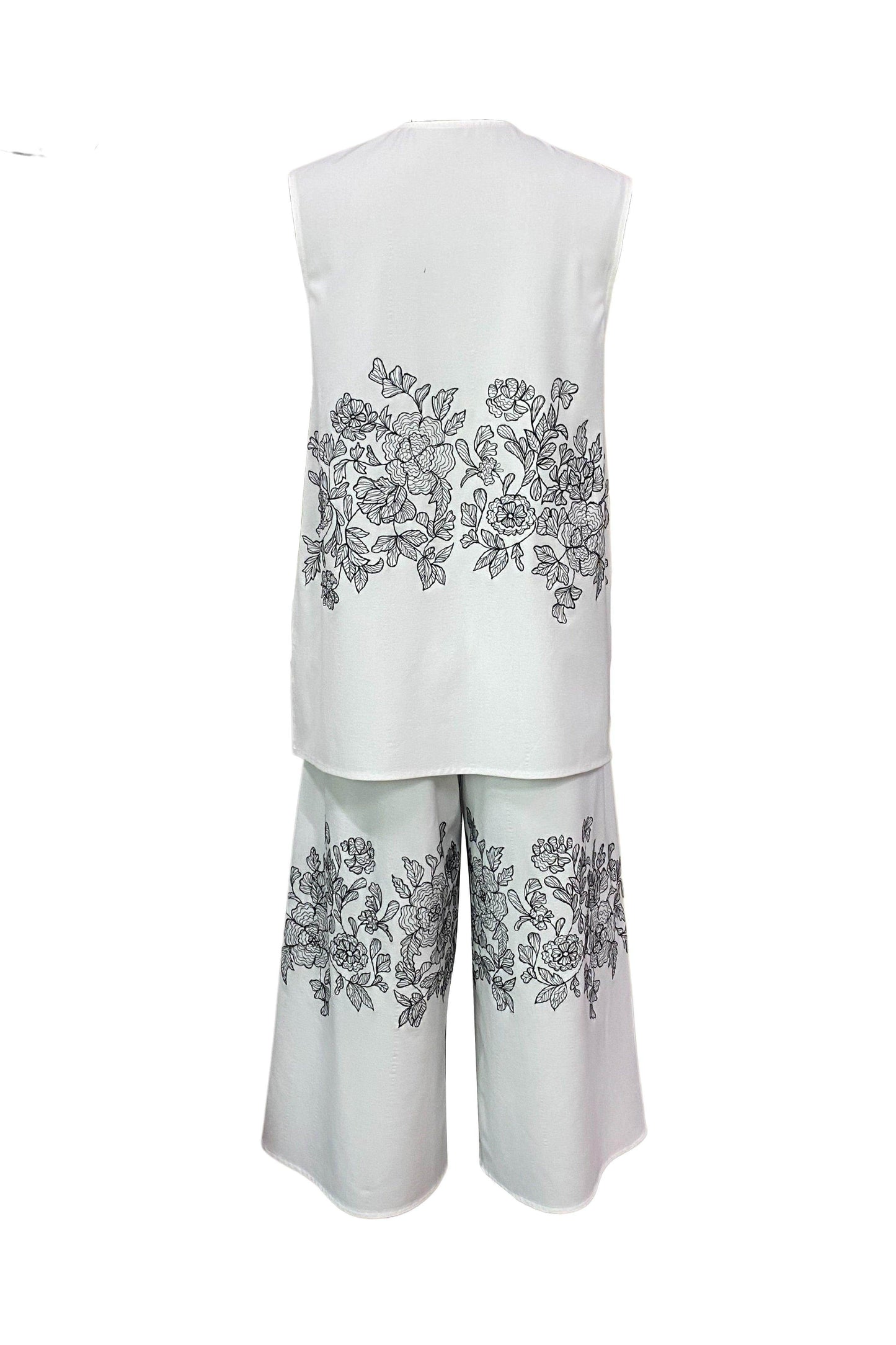 Dash And Dot Embroidered Pants (Set)