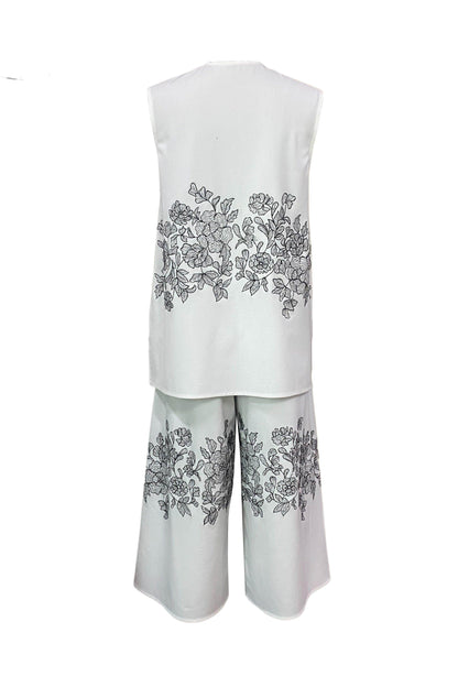 Dash And Dot Embroidered Pants (Set)
