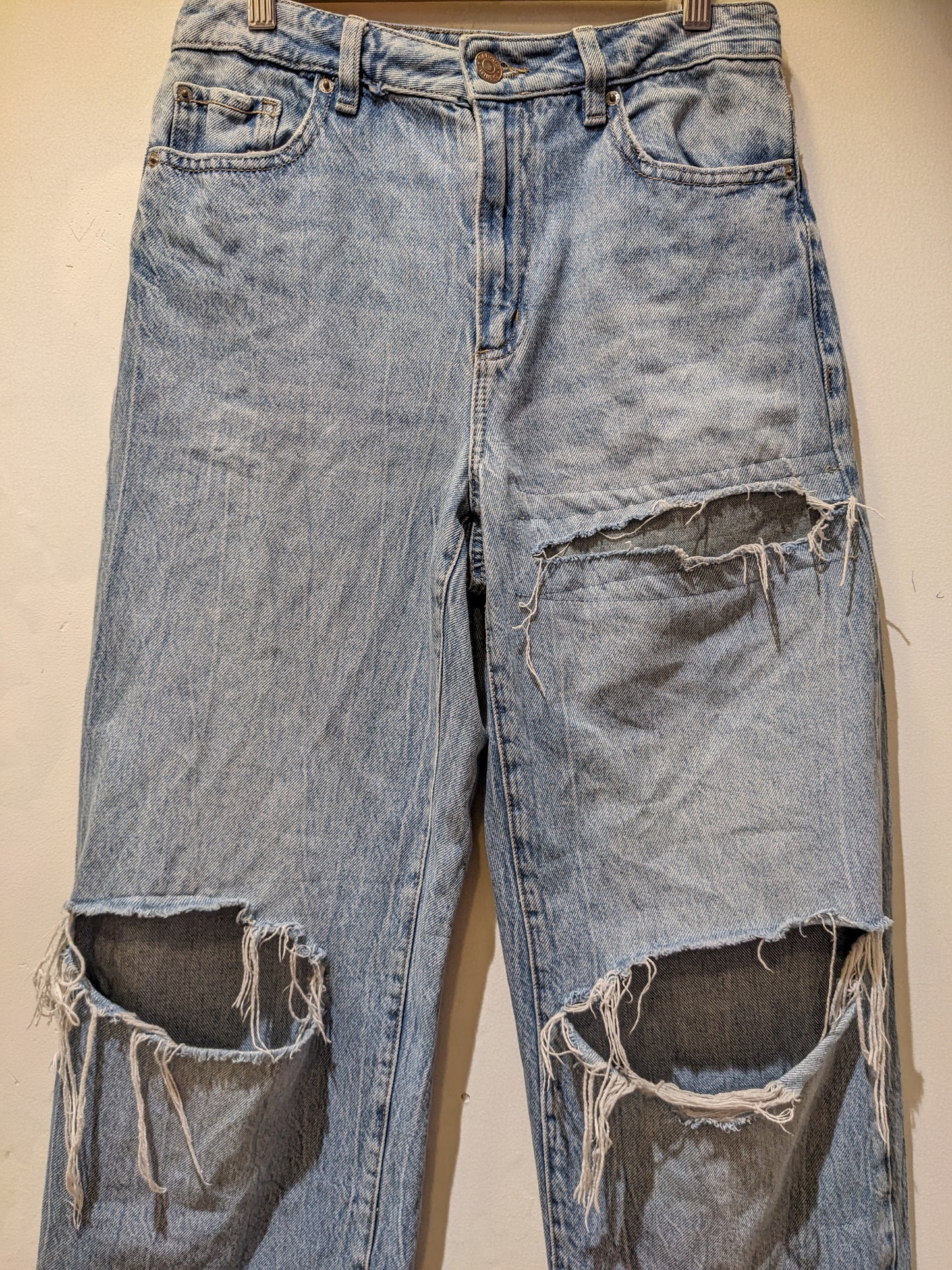 Garage Denim Light Blue Wide Leg Ripped Jeans