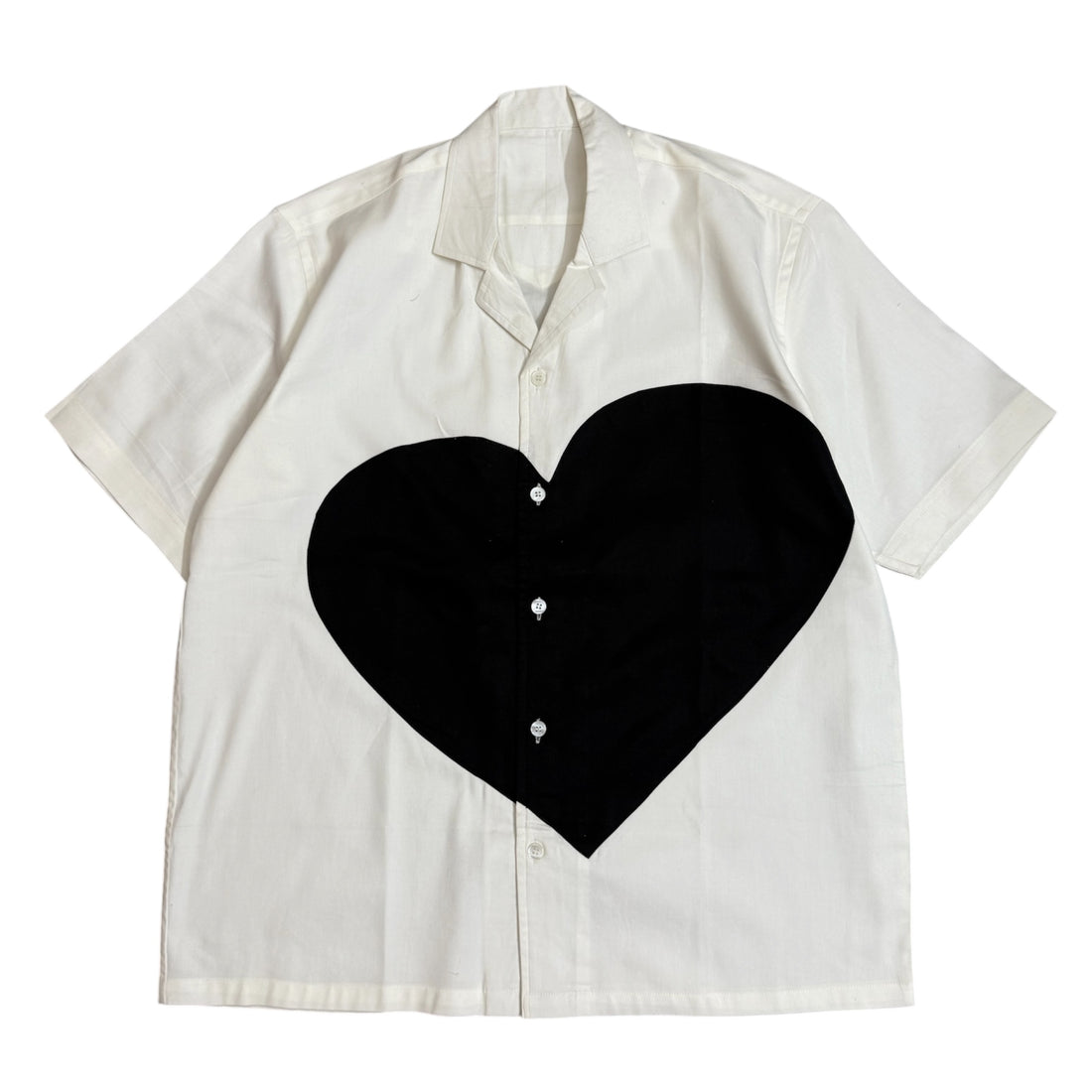 White & Black Heart Patch Shirt