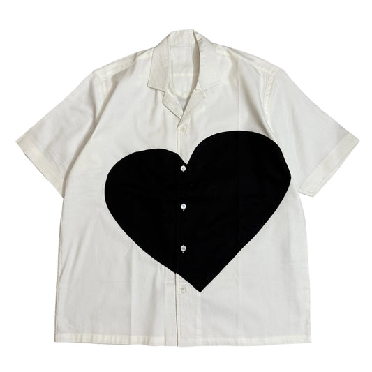 White & Black Heart Patch Shirt