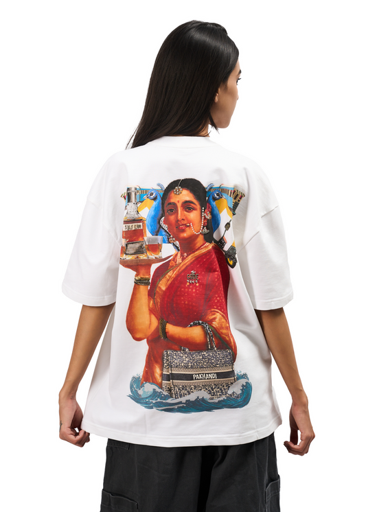 Code Brwn White Printed Tee