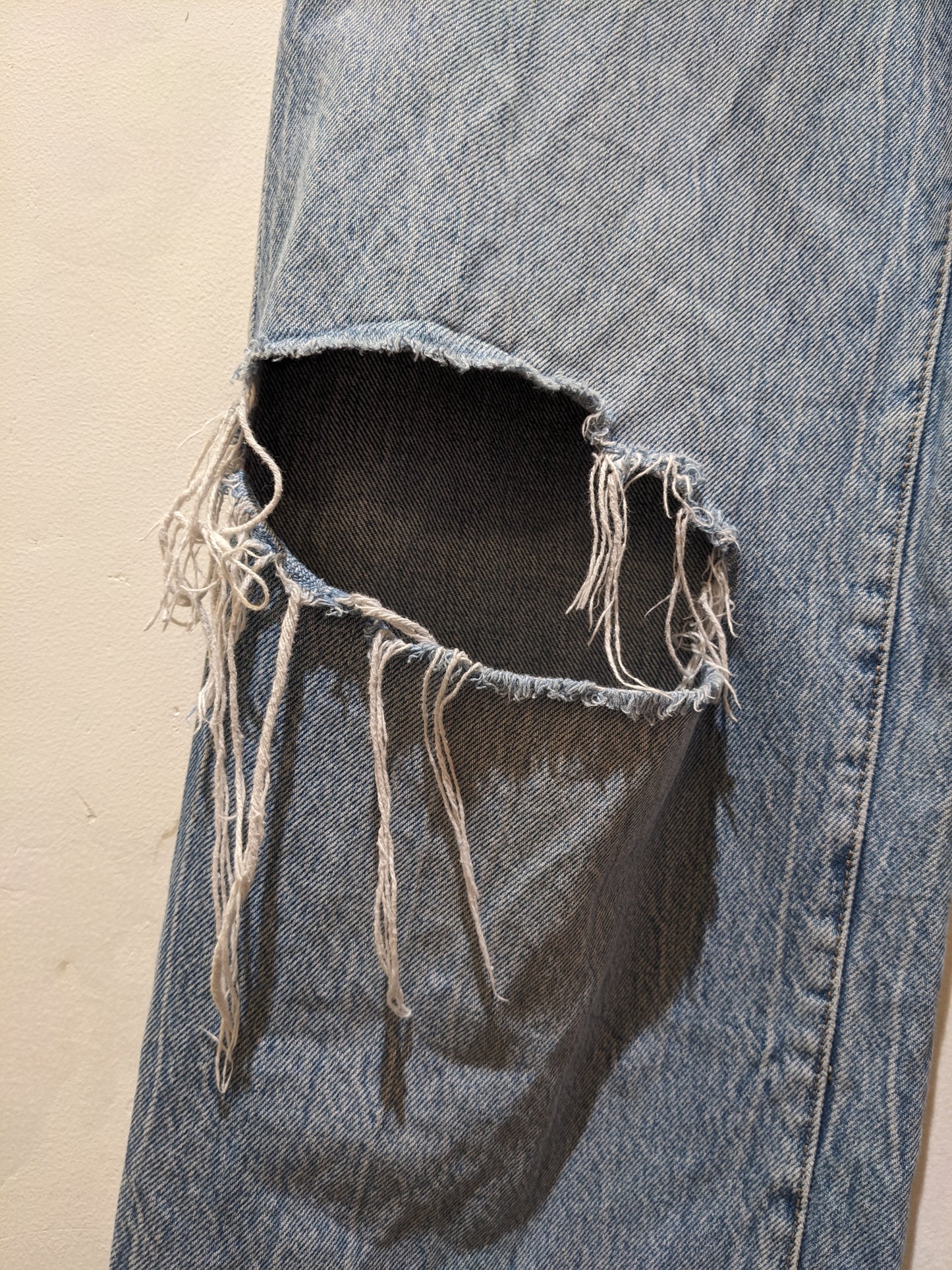 Garage Denim Light Blue Wide Leg Ripped Jeans