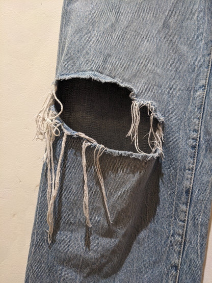 Garage Denim Light Blue Wide Leg Ripped Jeans