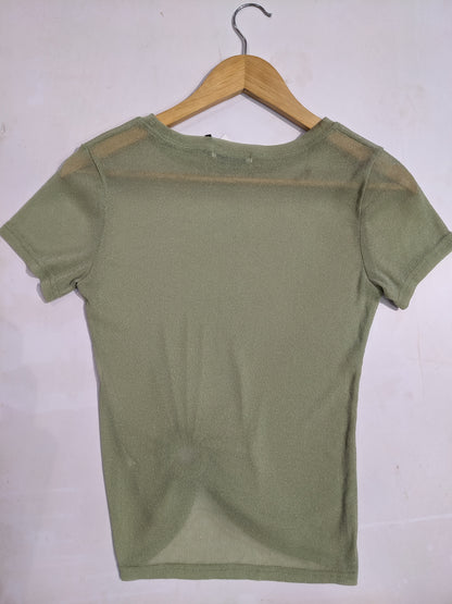 Vincenove Light Green Mesh Top