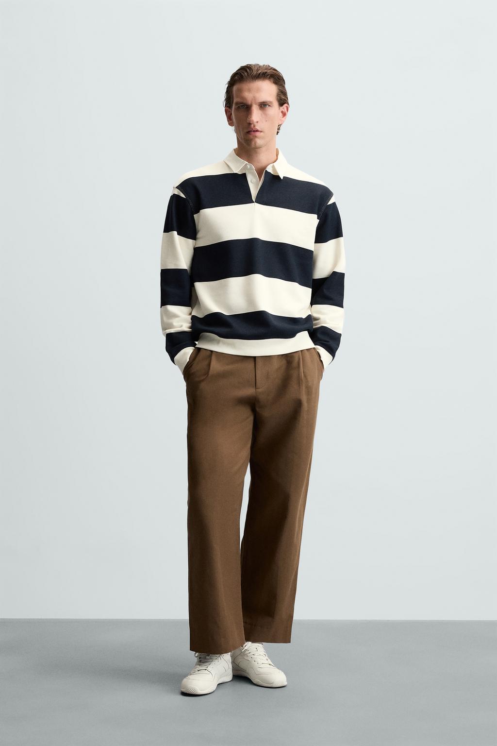Zara Striped Polo Sweatshirt