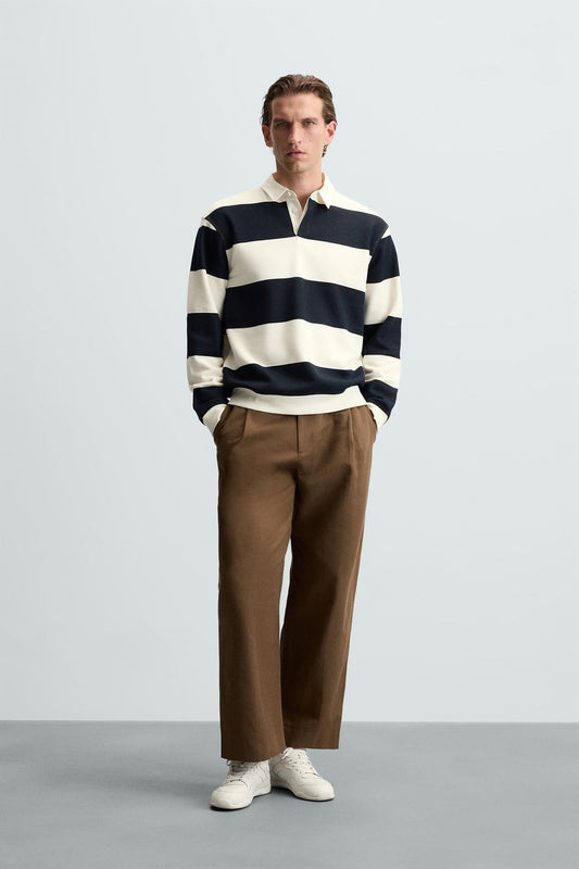 Zara Striped Polo Sweatshirt