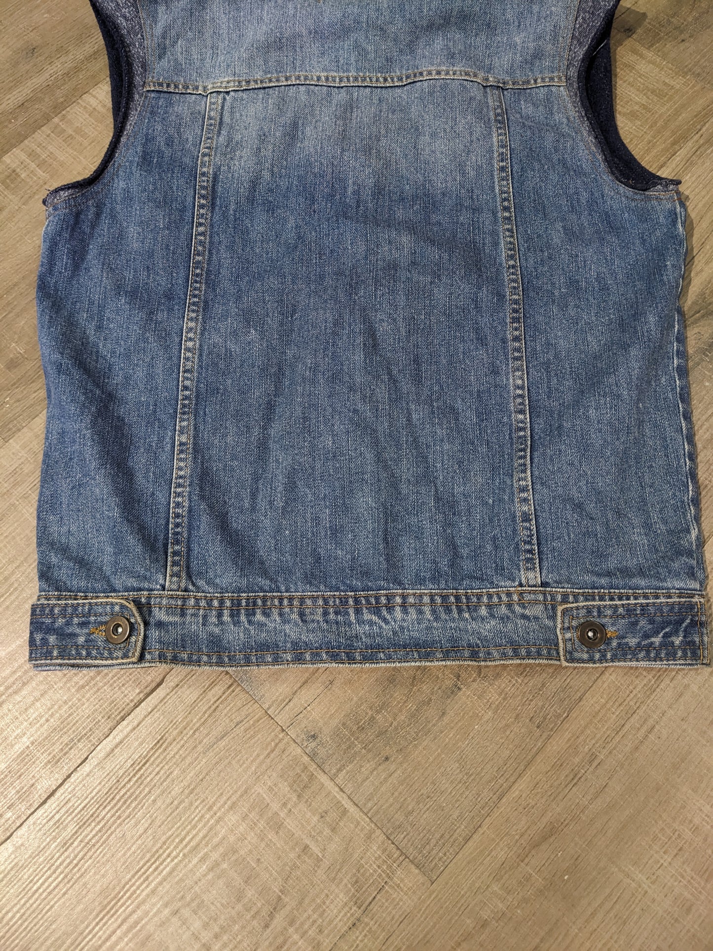 Topman Denim Sleeveless Jacket with hoodie