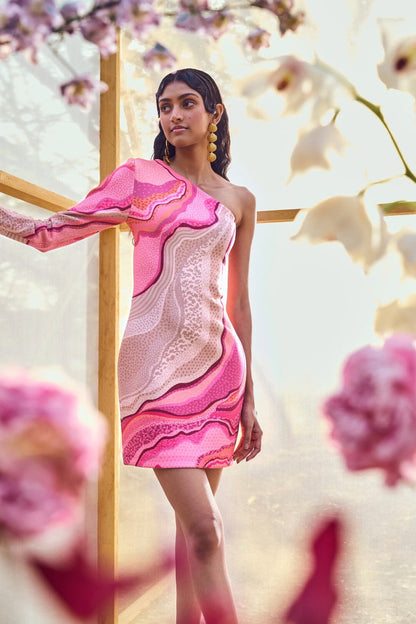Pankaj & Nidhi Pink Printed Dress