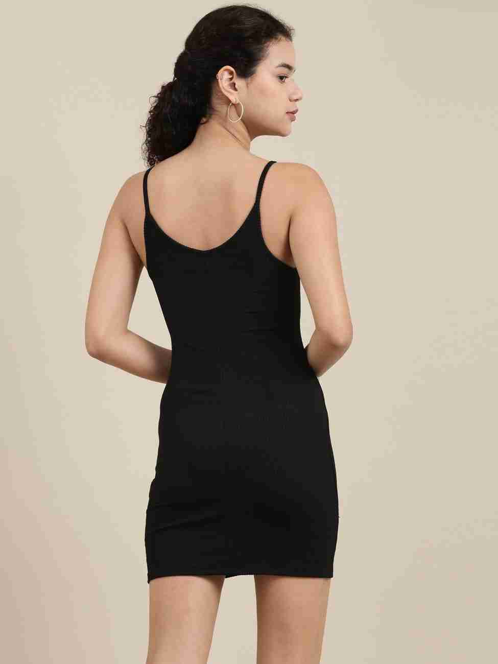 Bershka Women Ribbed Black Above Knee/Mid Thigh
Length Dress