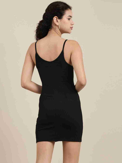 Bershka Women Ribbed Black Above Knee/Mid Thigh
Length Dress